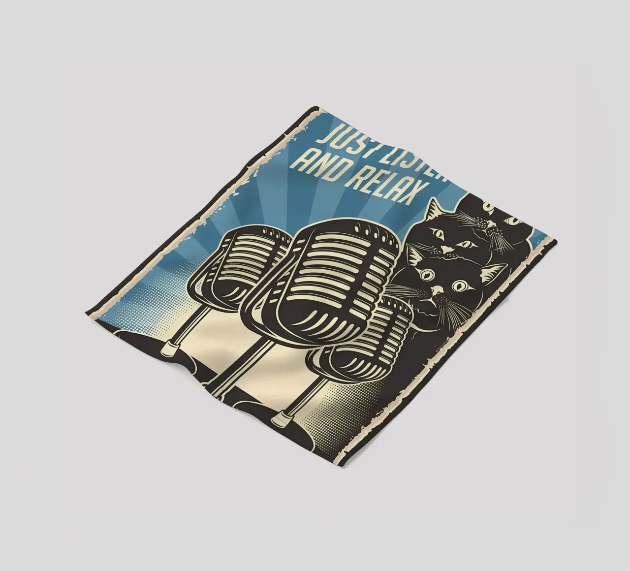 Funny Cat Podcast fleece blanket by Monique A Hooper