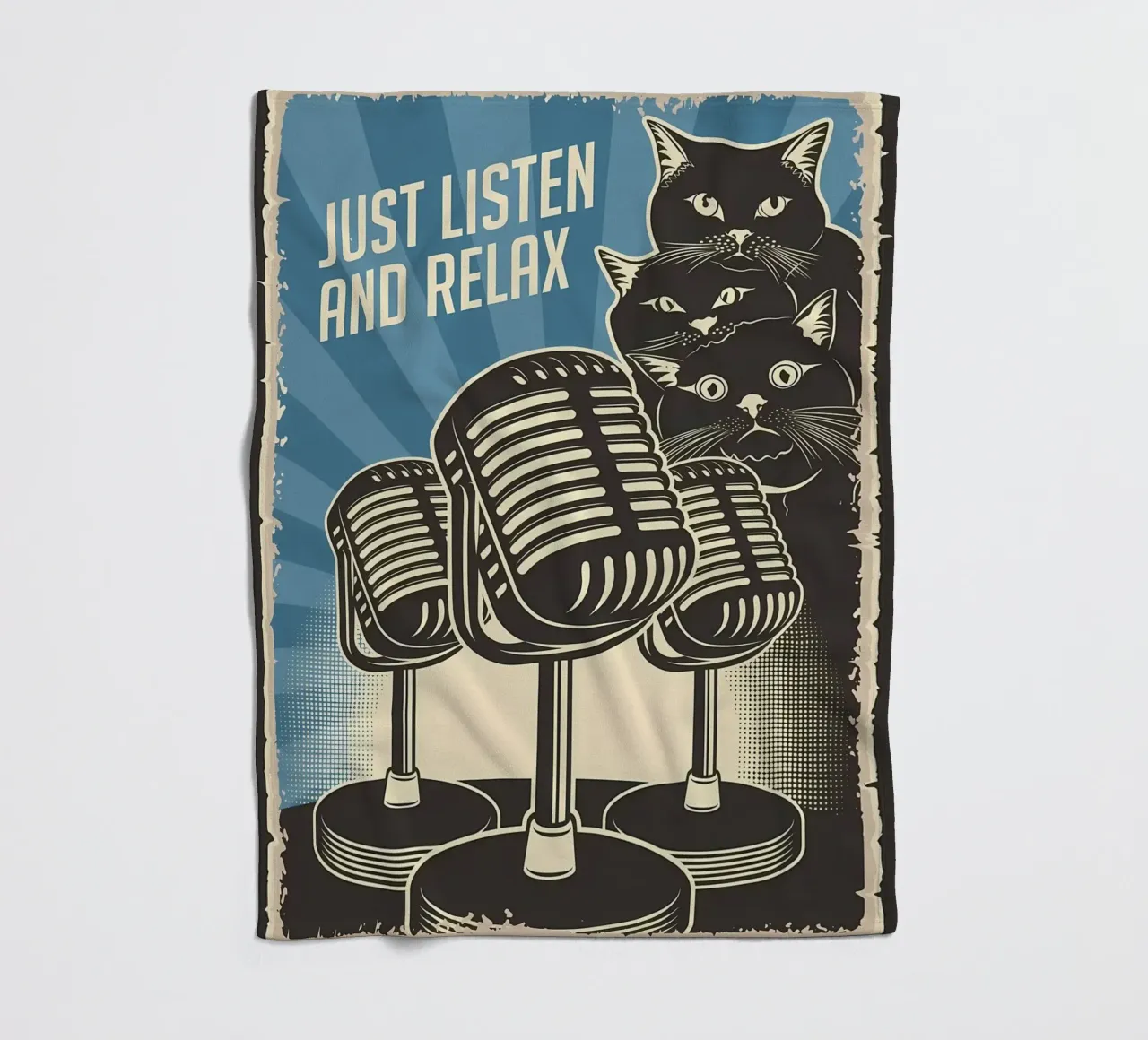 Funny Cat Podcast fleece blanket by Monique A Hooper