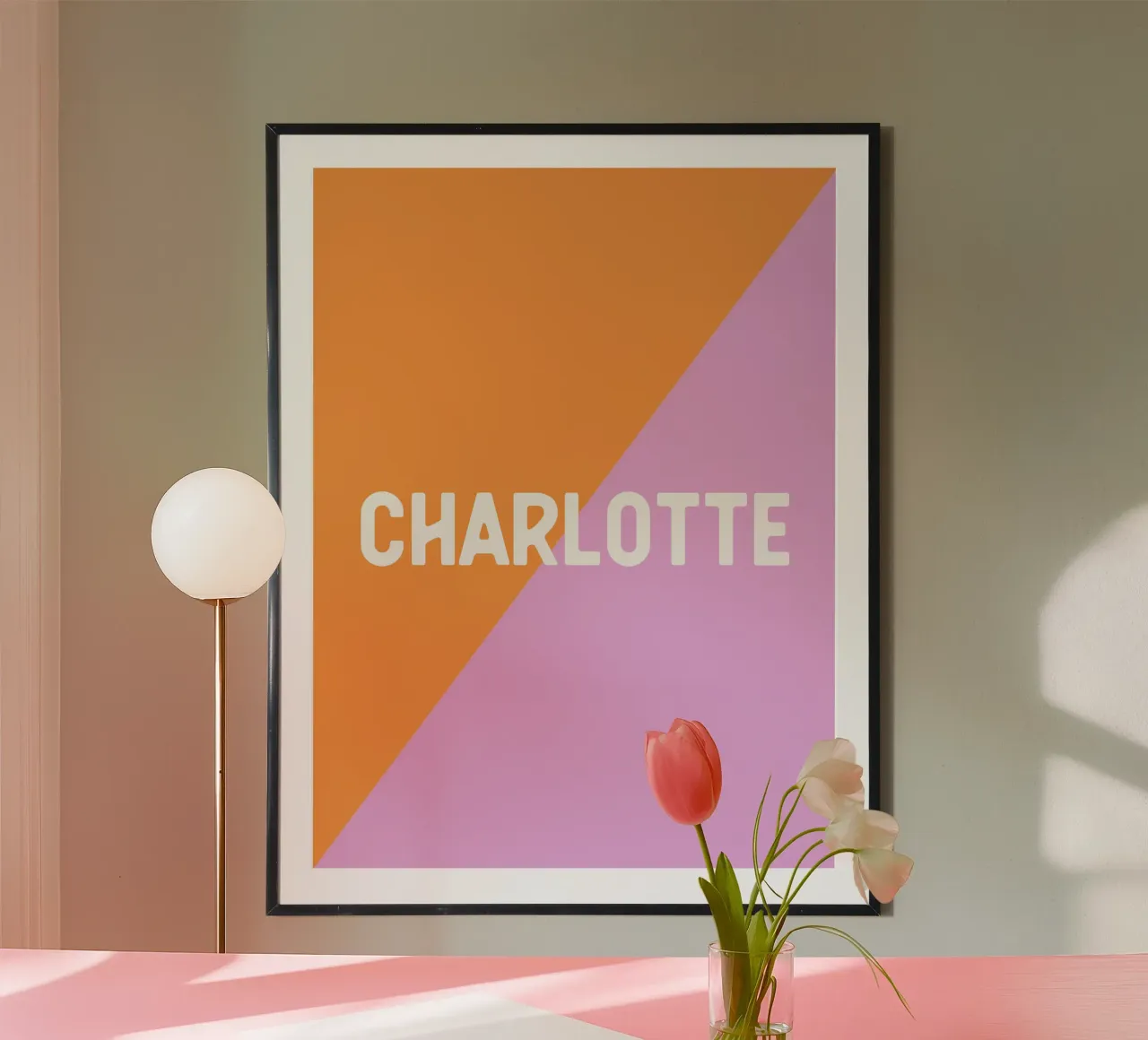Diagonale arancione rosa poster da All Colours