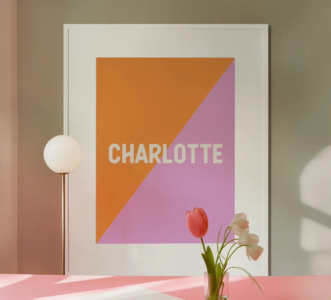 Diagonale arancione rosa poster da All Colours