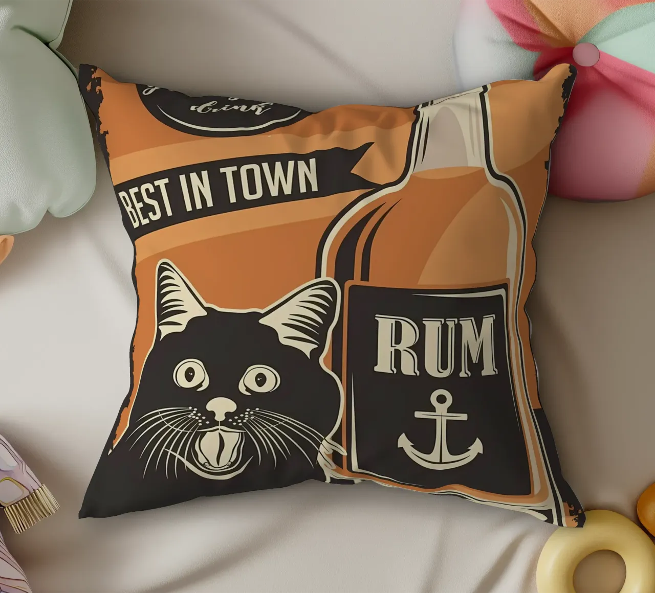 Gatto Rum meme cuscino da Monique A Hooper