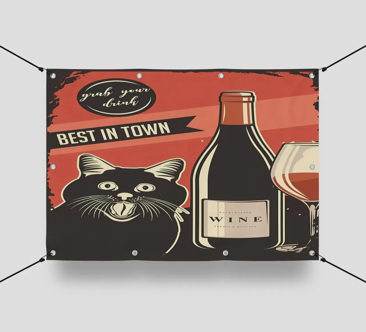 Gatto Vino meme telo in pvc da Monique A Hooper