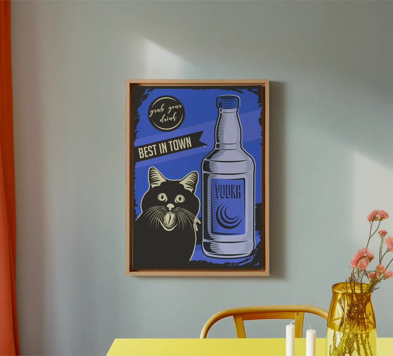Cat Vodka Meme canvas with Floater frame by Monique A Hooper