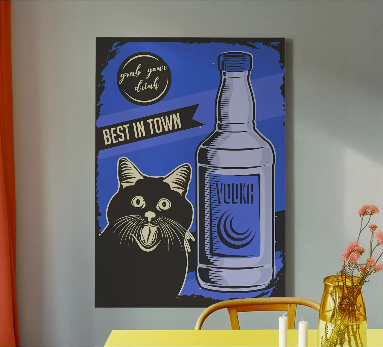 Cat Vodka Meme canvas with Floater frame by Monique A Hooper