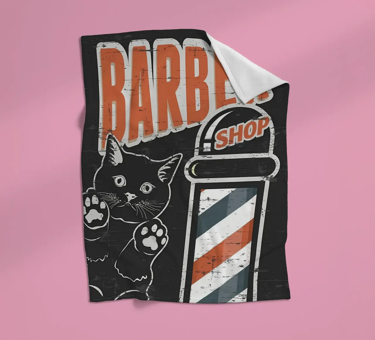 Barber Shop Black fleece blanket by Monique A Hooper