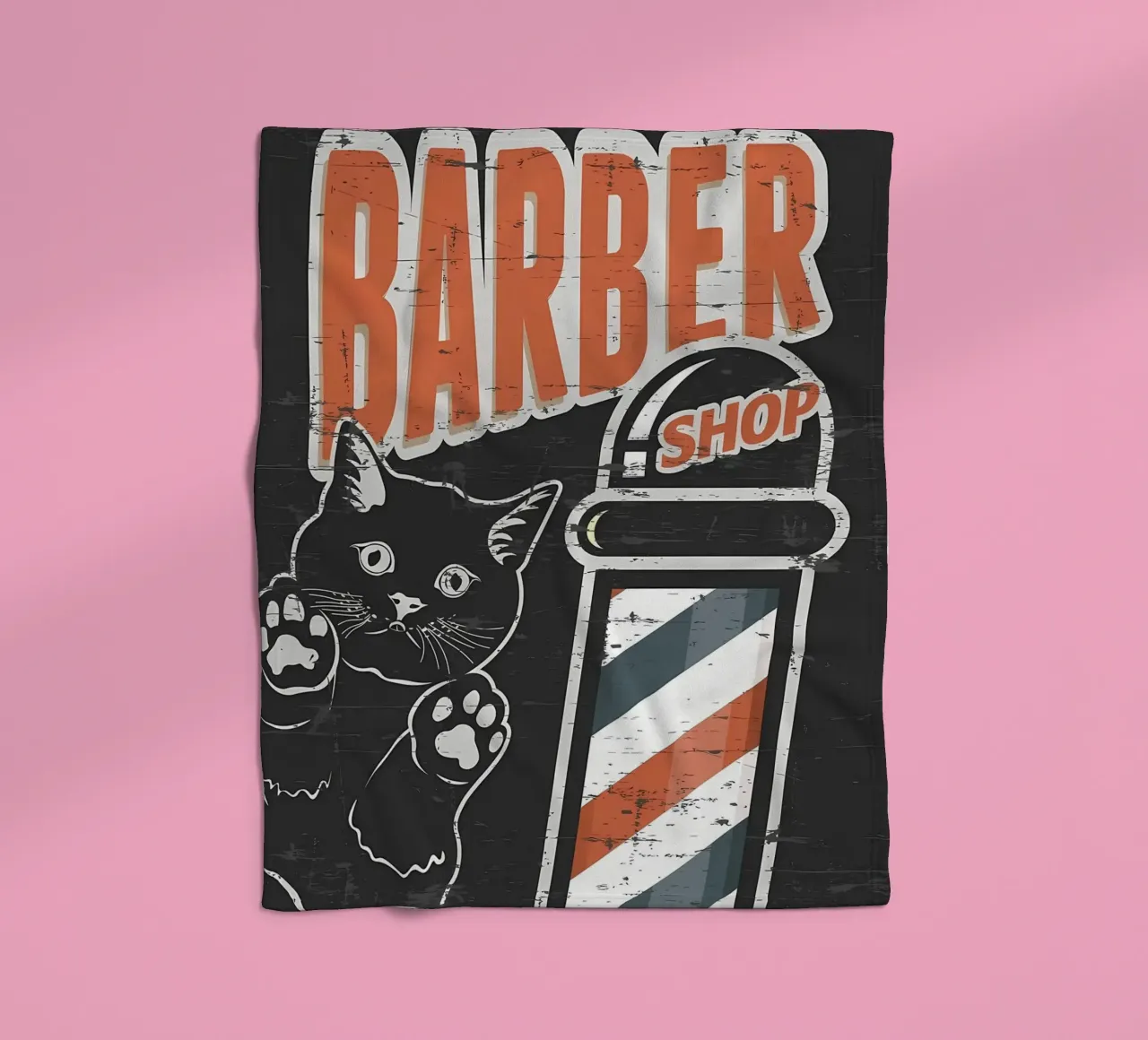 Barber Shop Black fleece blanket by Monique A Hooper