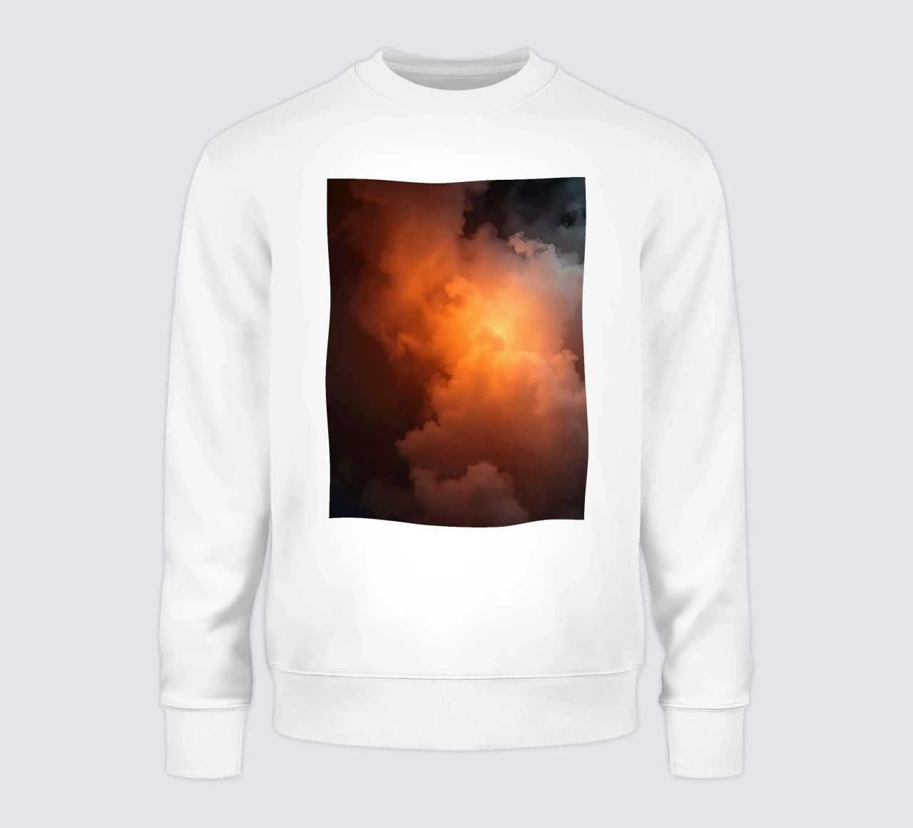 clouds with warm orange glow create a captivating background sweatshirt by DesignDoodle