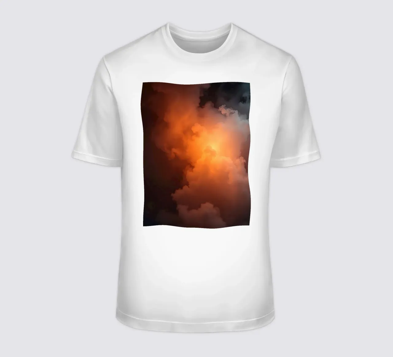 clouds with warm orange glow create a captivating background t-shirt by DesignDoodle