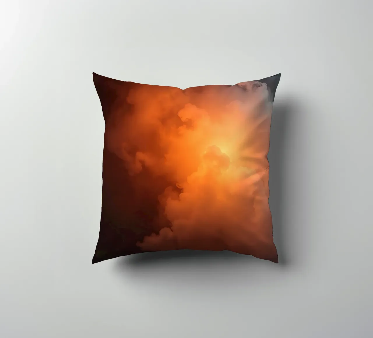 clouds with warm orange glow create a captivating background decorative cushion by DesignDoodle