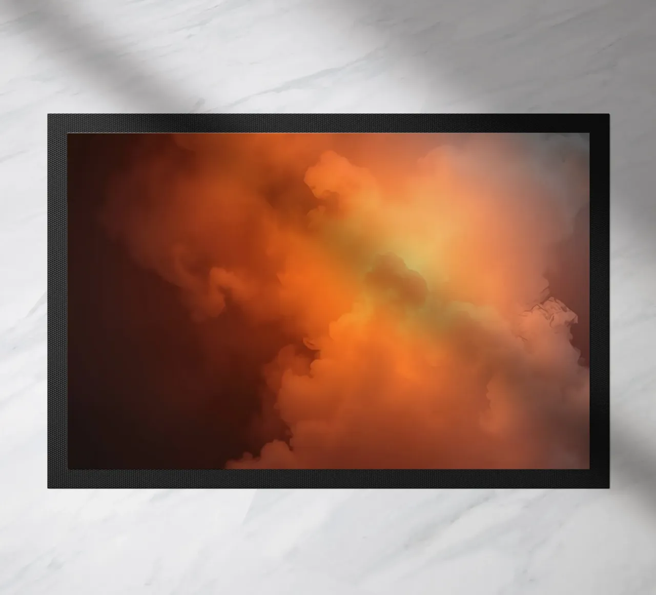 clouds with warm orange glow create a captivating background doormat by DesignDoodle