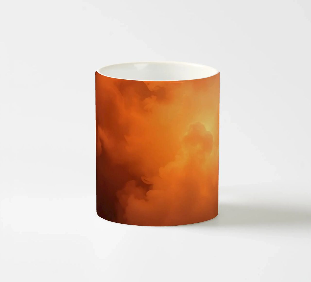 clouds with warm orange glow create a captivating background ceramic mug by DesignDoodle
