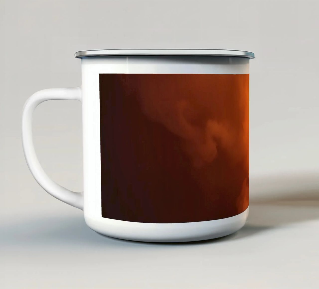 clouds with warm orange glow create a captivating background enamel mug by DesignDoodle
