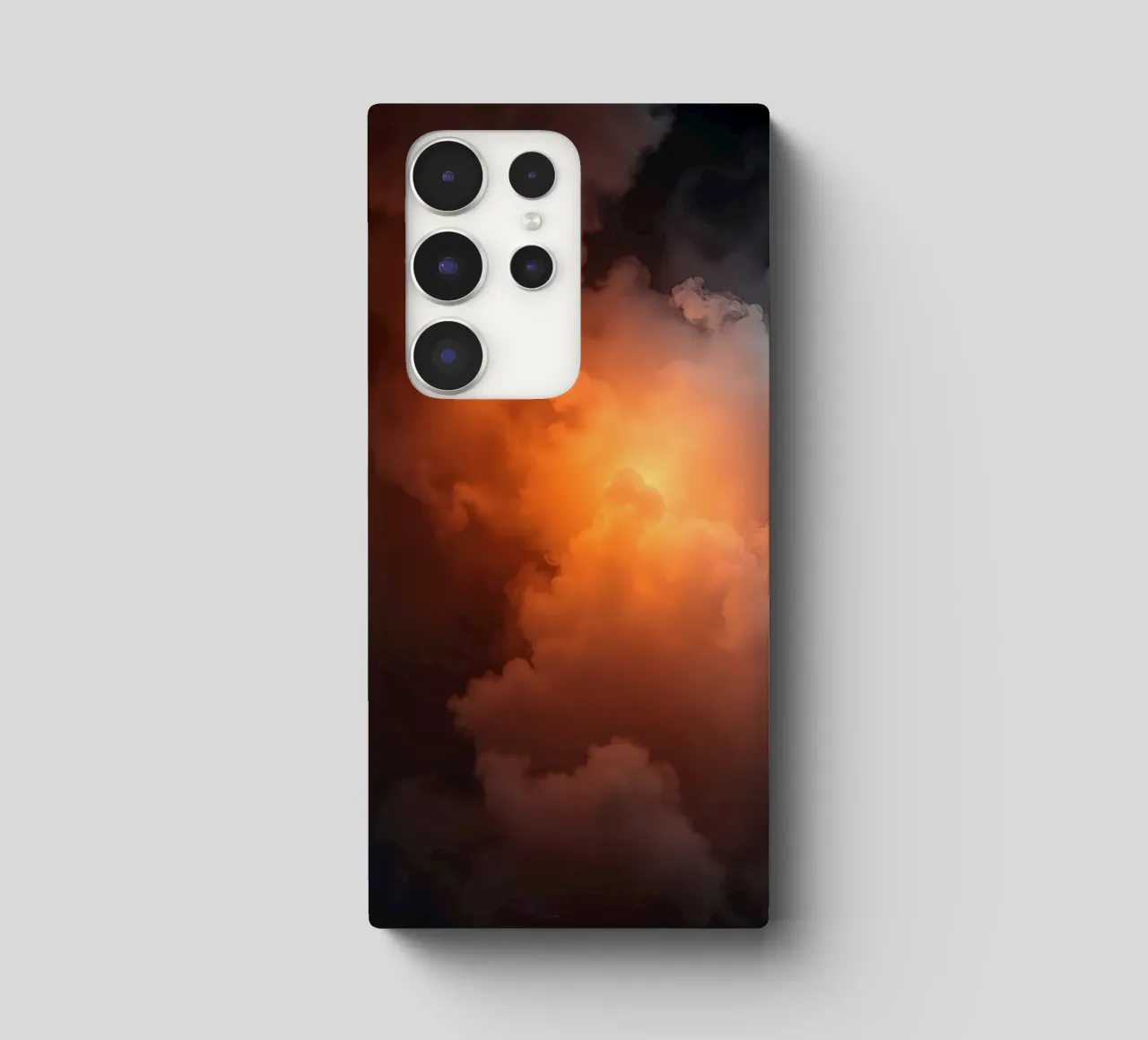 clouds with warm orange glow create a captivating background samsung phone case by DesignDoodle