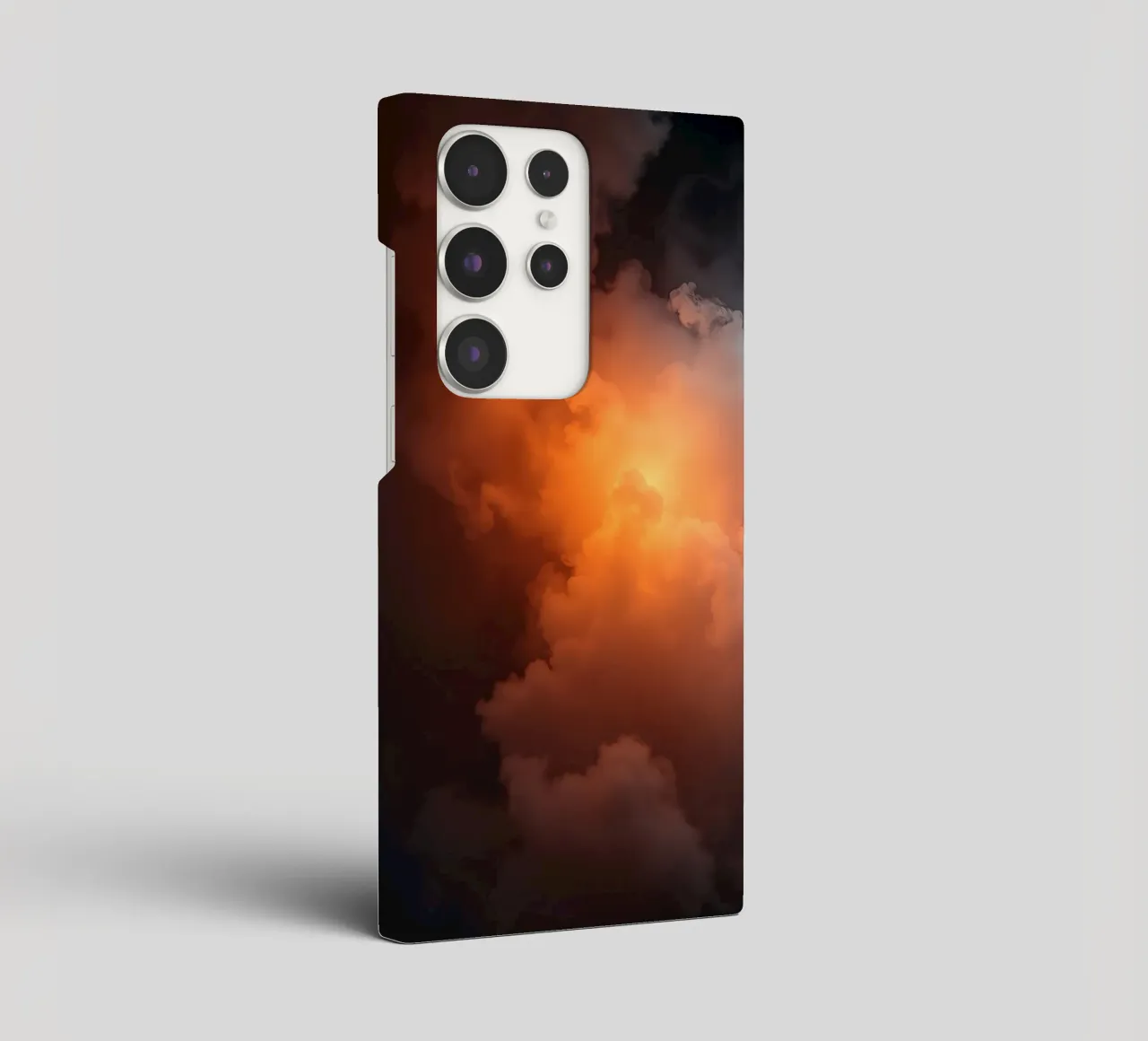 clouds with warm orange glow create a captivating background samsung phone case by DesignDoodle