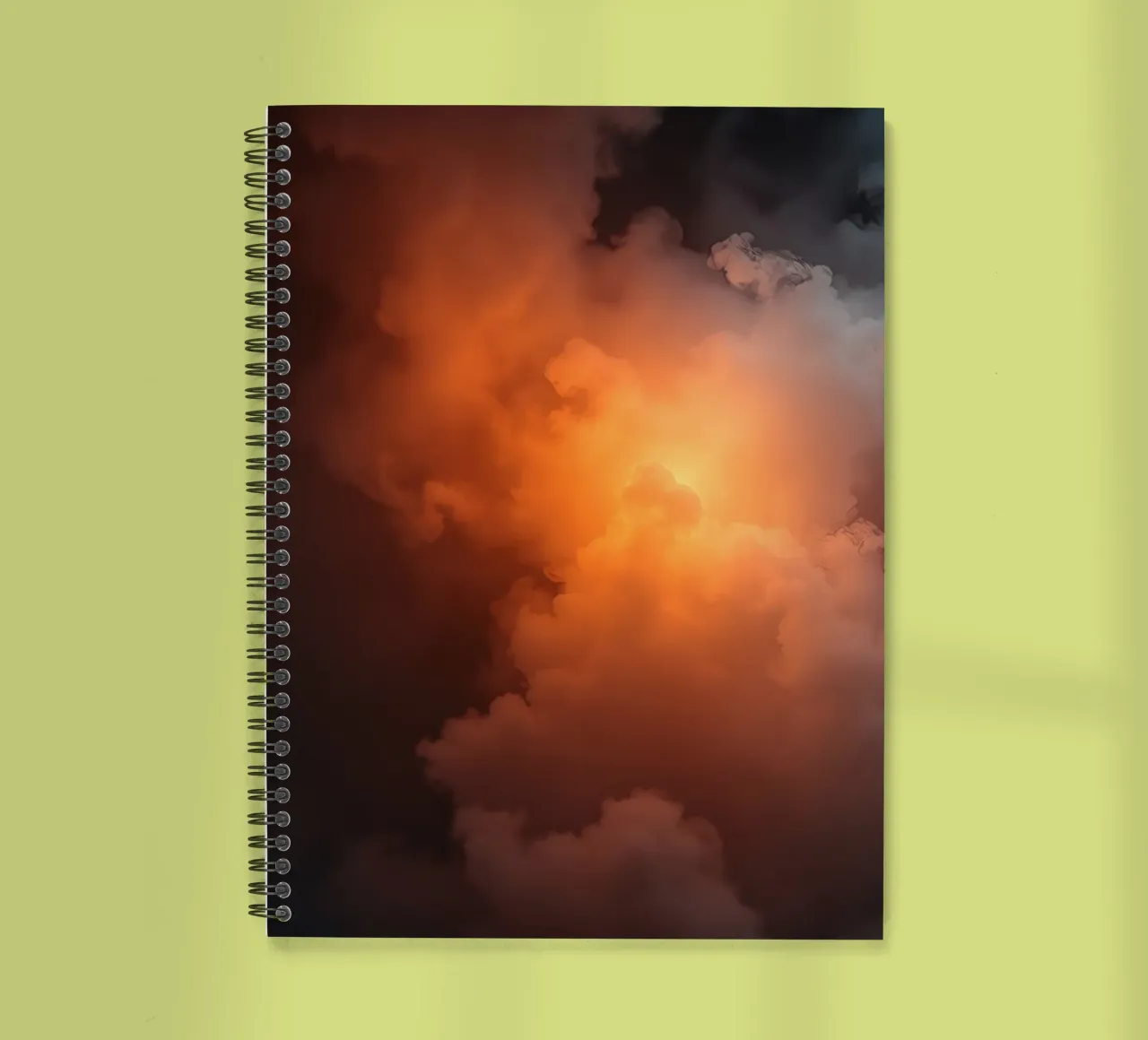 clouds with warm orange glow create a captivating background spiral notebook by DesignDoodle