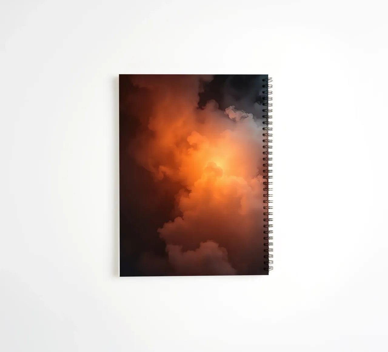 clouds with warm orange glow create a captivating background spiral notebook by DesignDoodle