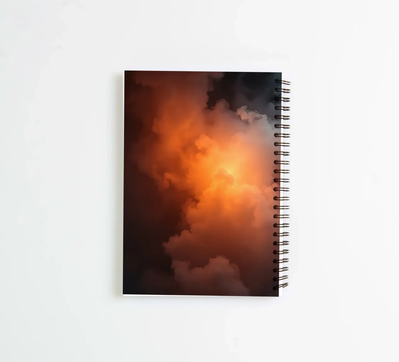 clouds with warm orange glow create a captivating background spiral notebook by DesignDoodle