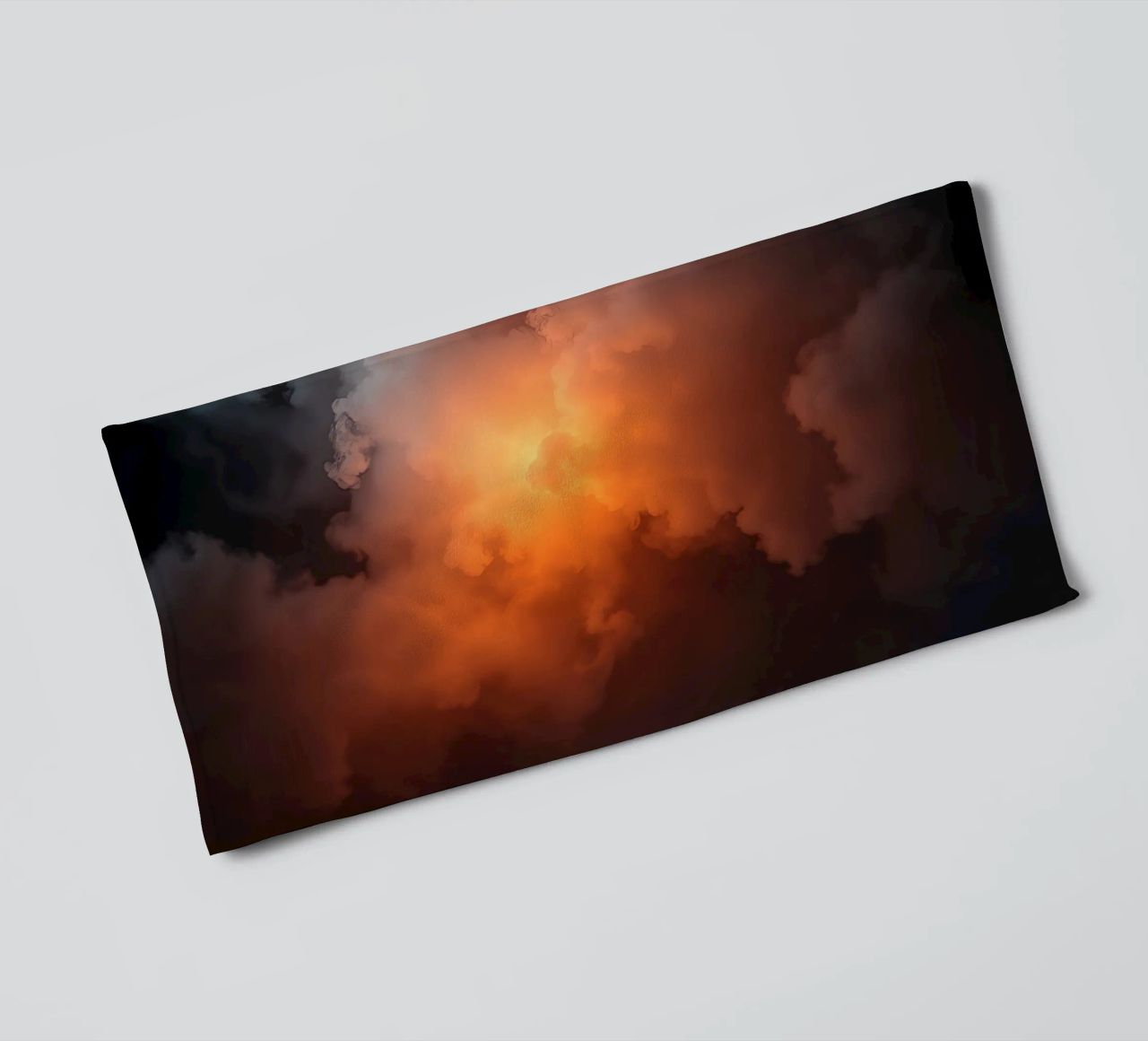 clouds with warm orange glow create a captivating background towel by DesignDoodle