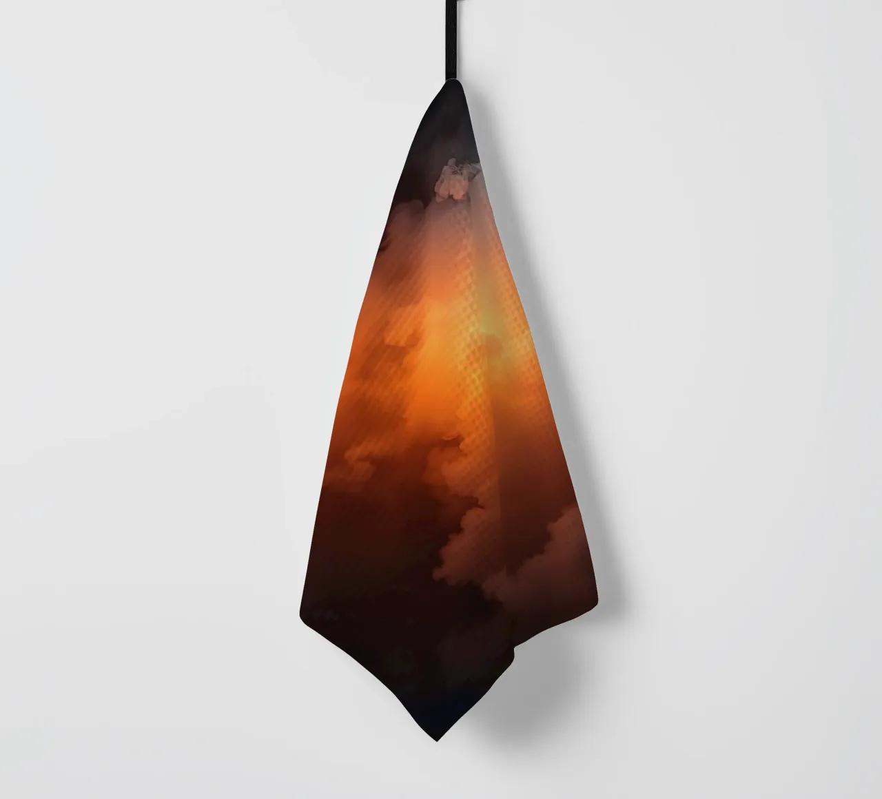 clouds with warm orange glow create a captivating background tea towel by DesignDoodle