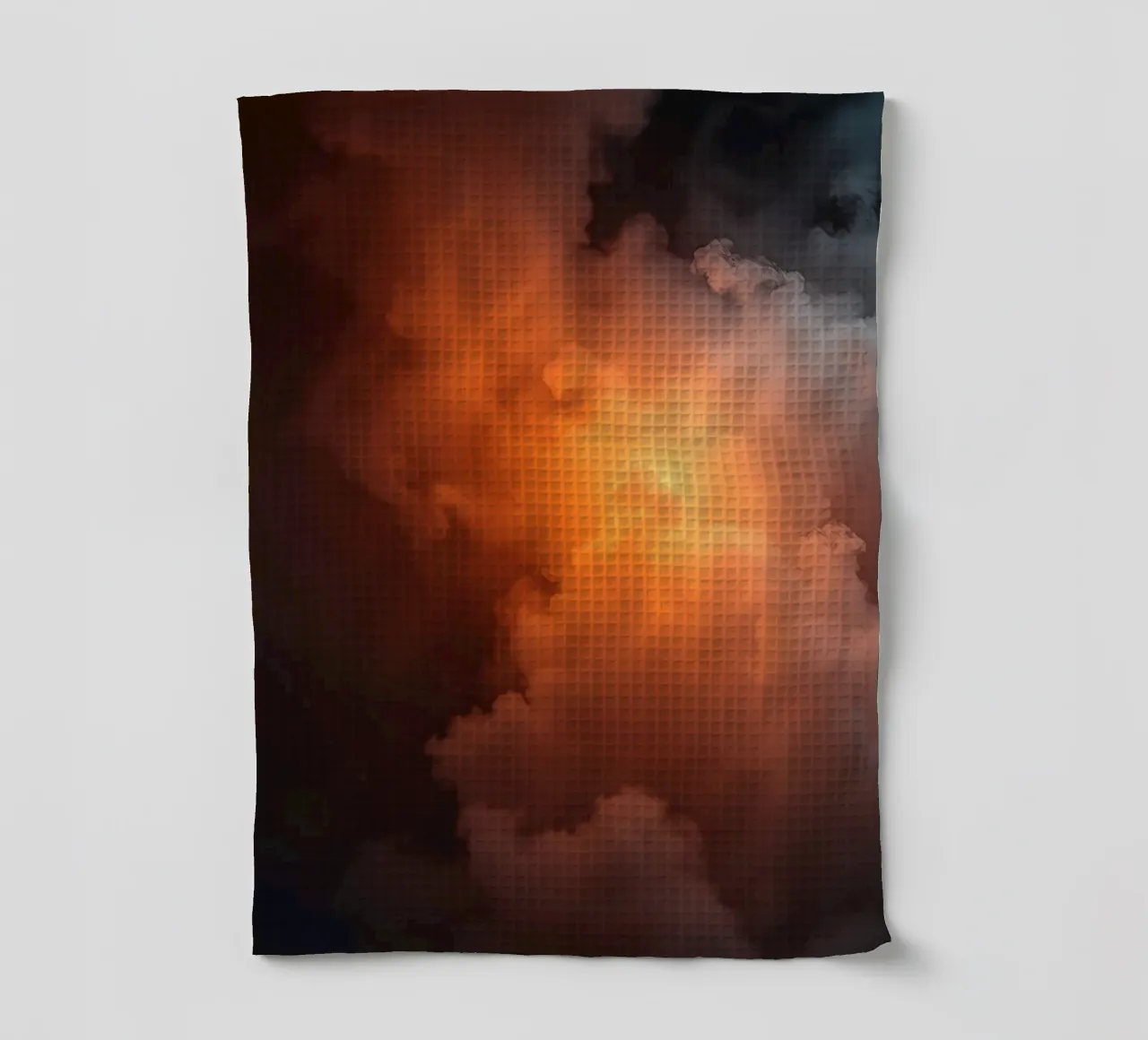 clouds with warm orange glow create a captivating background tea towel by DesignDoodle