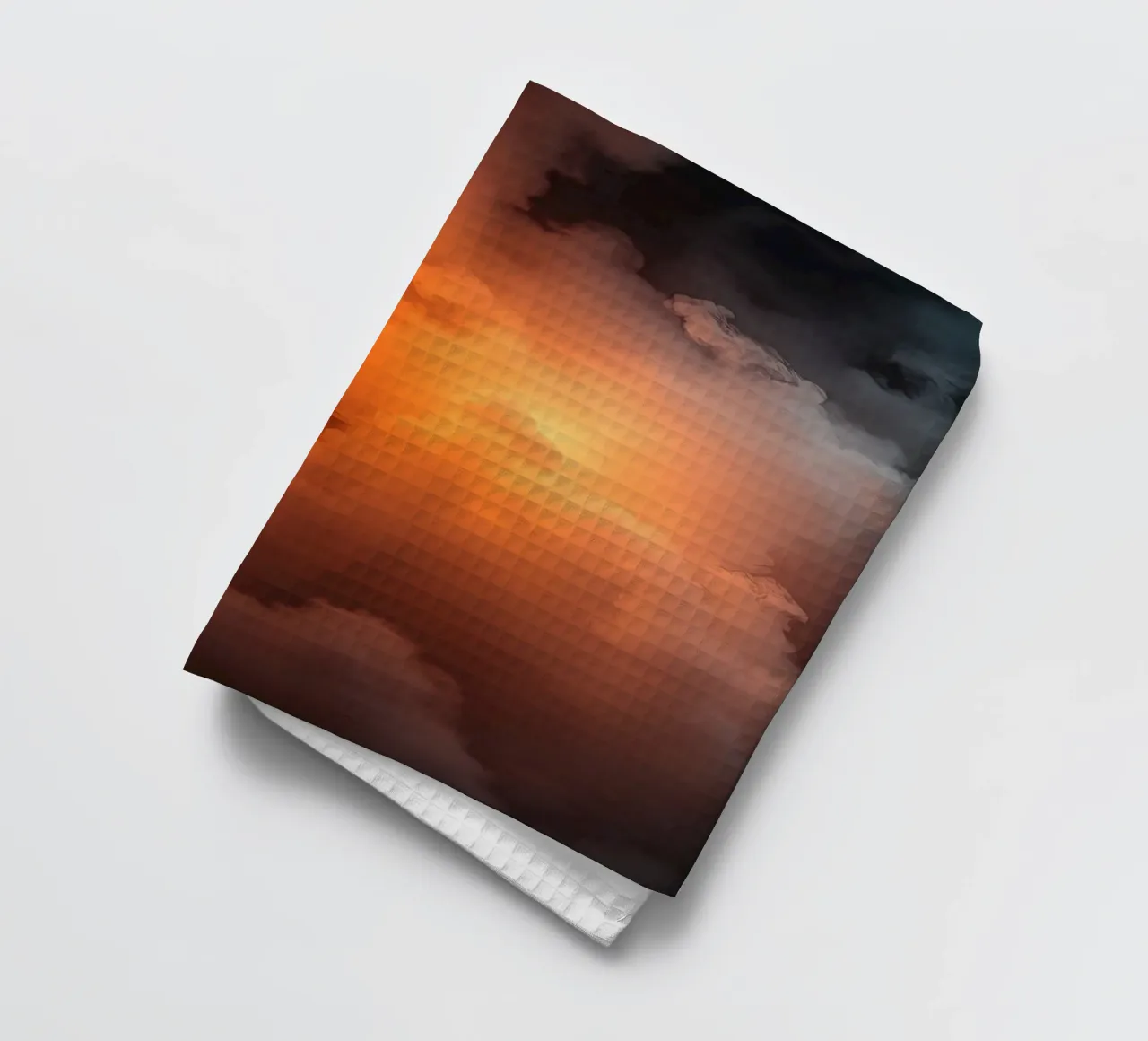 clouds with warm orange glow create a captivating background tea towel by DesignDoodle