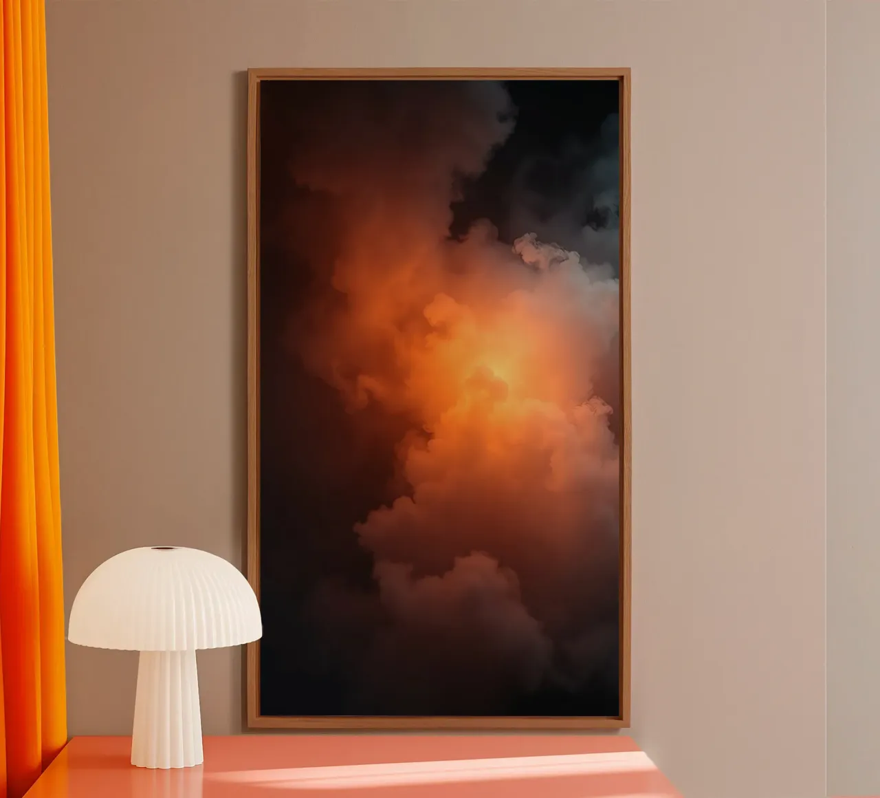 les nuages aux reflets orangés créent un arrière-plan captivant alu dibond de DesignDoodle