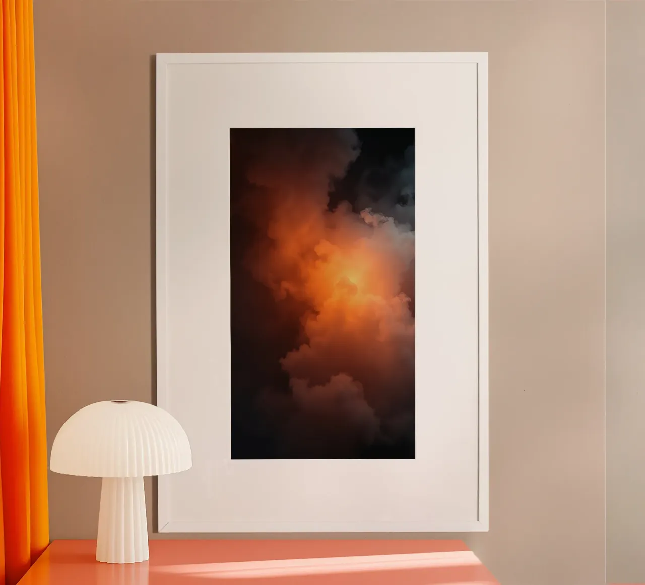 le nuvole con un caldo bagliore arancione creano uno sfondo accattivante carta hahnemühle da DesignDoodle