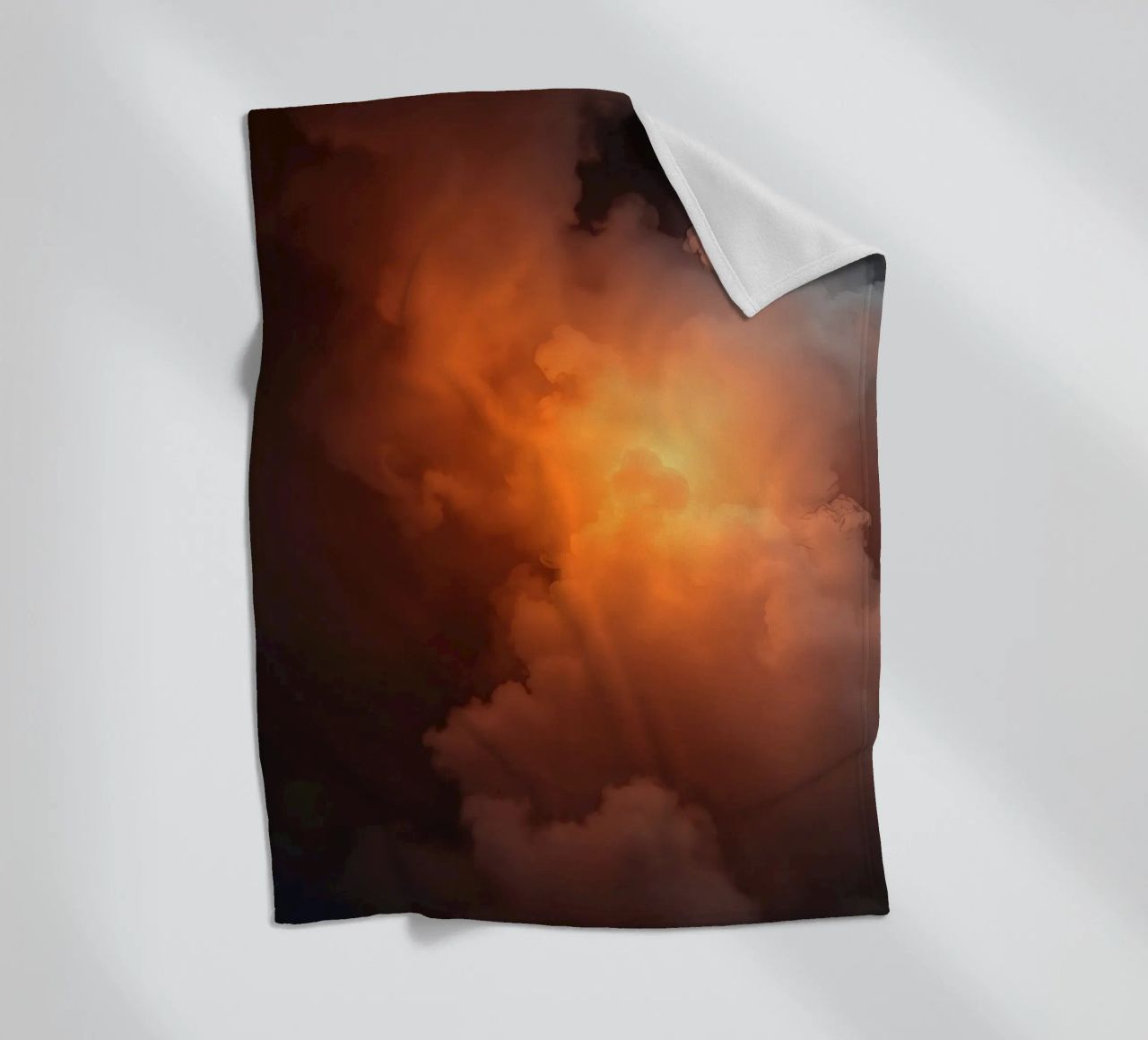 clouds with warm orange glow create a captivating background fleece blanket by DesignDoodle