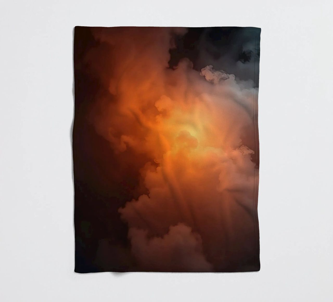 clouds with warm orange glow create a captivating background fleece blanket by DesignDoodle