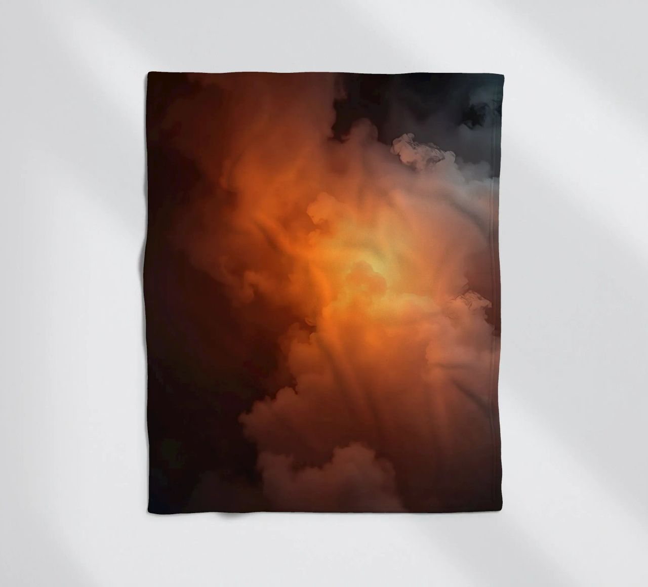 clouds with warm orange glow create a captivating background fleece blanket by DesignDoodle