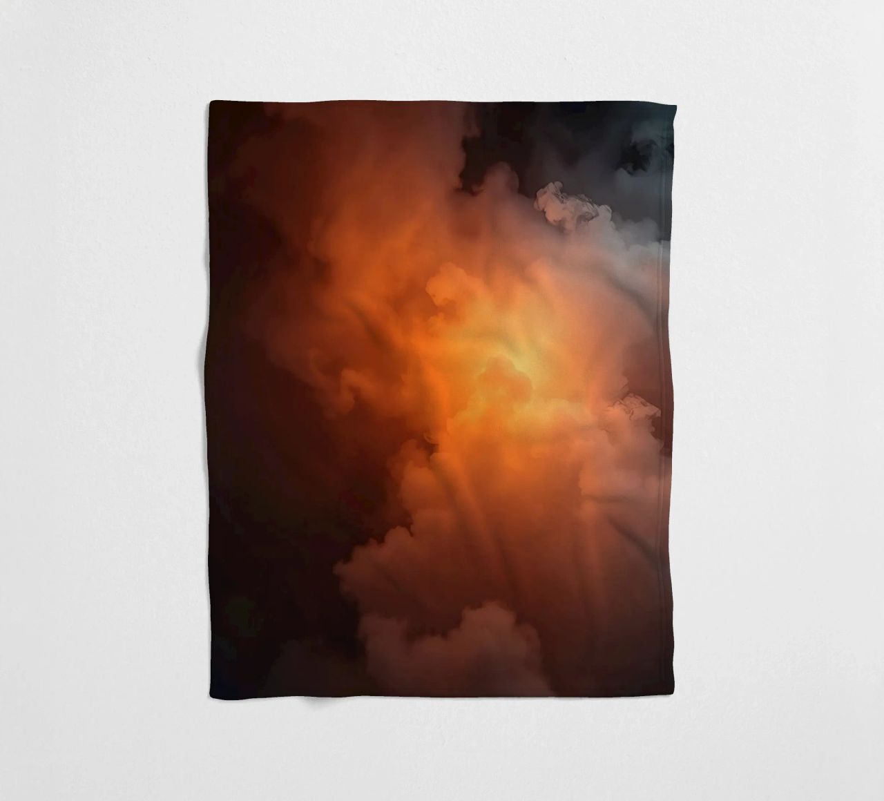 clouds with warm orange glow create a captivating background fleece blanket by DesignDoodle