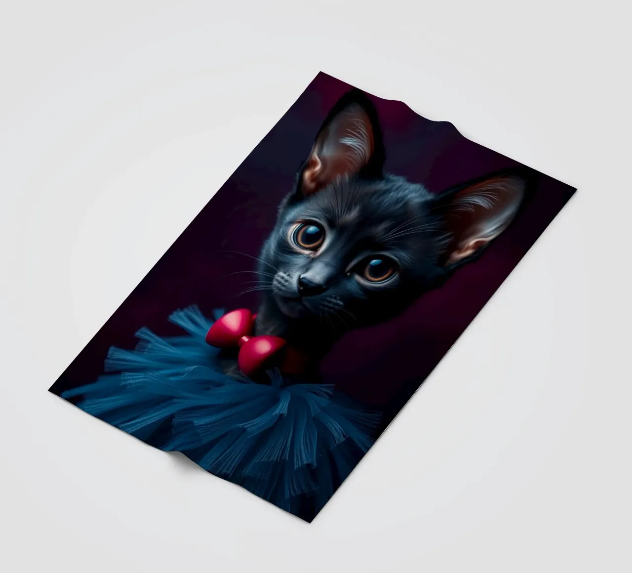 Simpatico gatto nero in tutù blu con papillon rosso coperta in pile da DesignDoodle