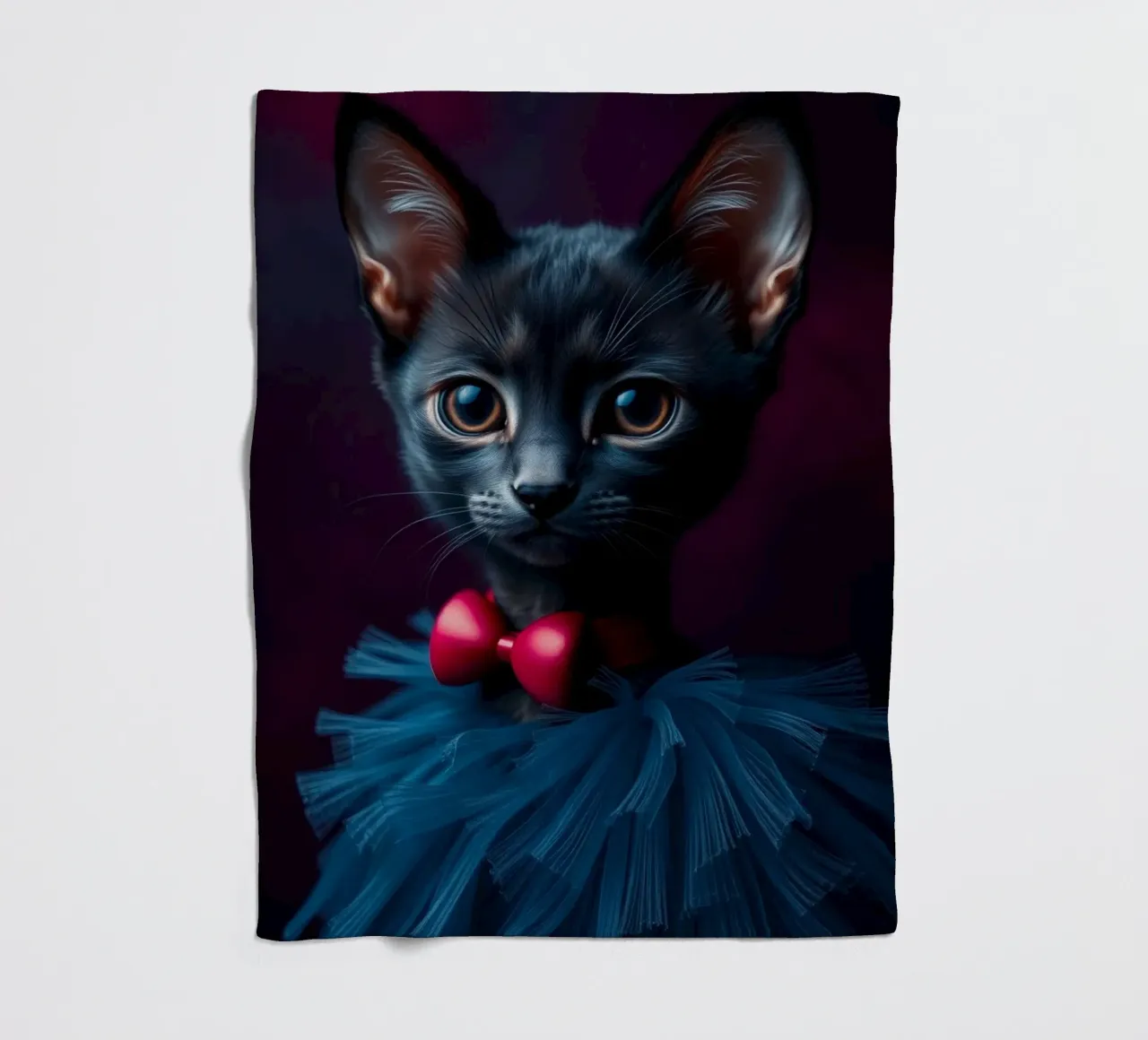 Simpatico gatto nero in tutù blu con papillon rosso coperta in pile da DesignDoodle
