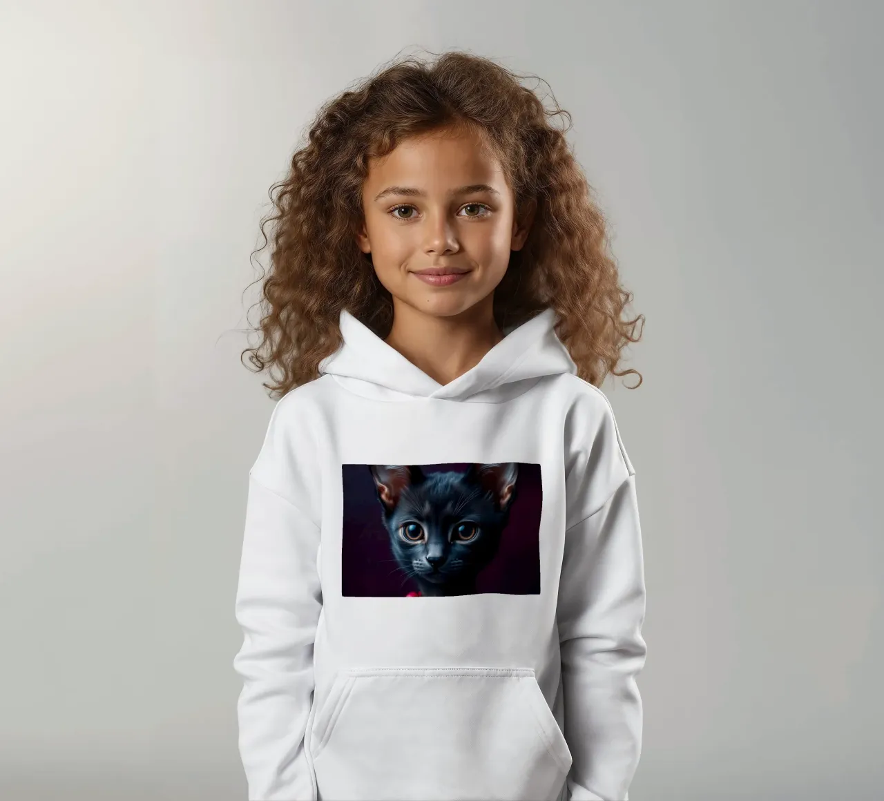 Cute black cat in a blue tutu with a red bow tie kids hoodie by DesignDoodle