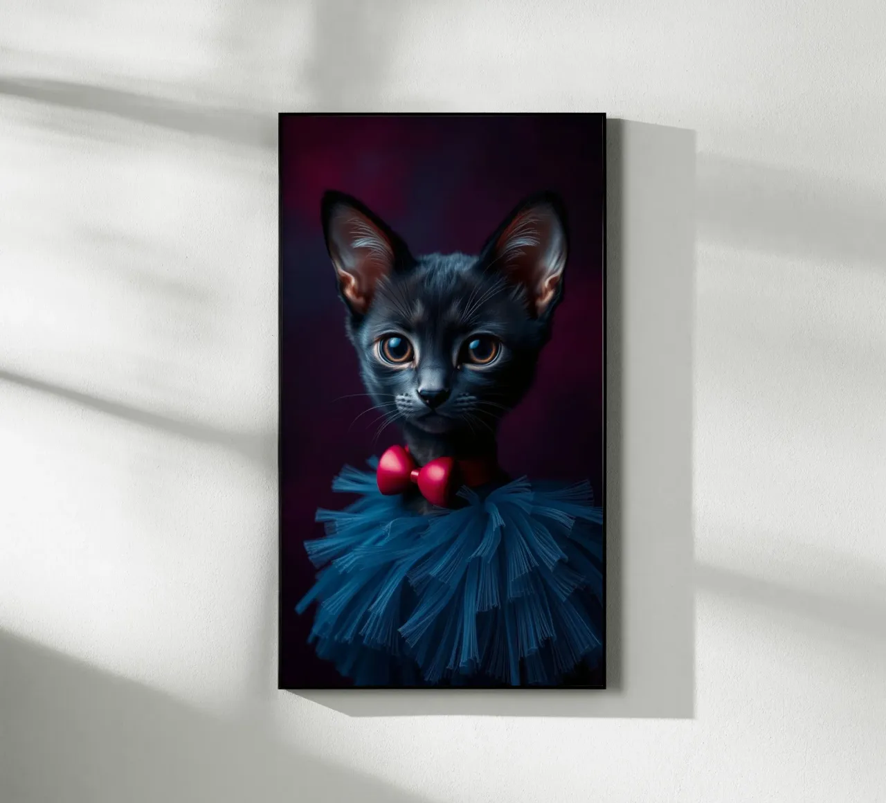 Simpatico gatto nero in tutù blu con papillon rosso plexiglass da DesignDoodle