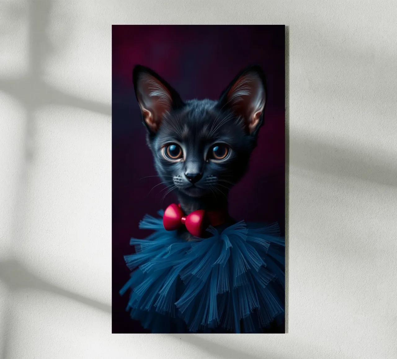 Simpatico gatto nero in tutù blu con papillon rosso plexiglass da DesignDoodle