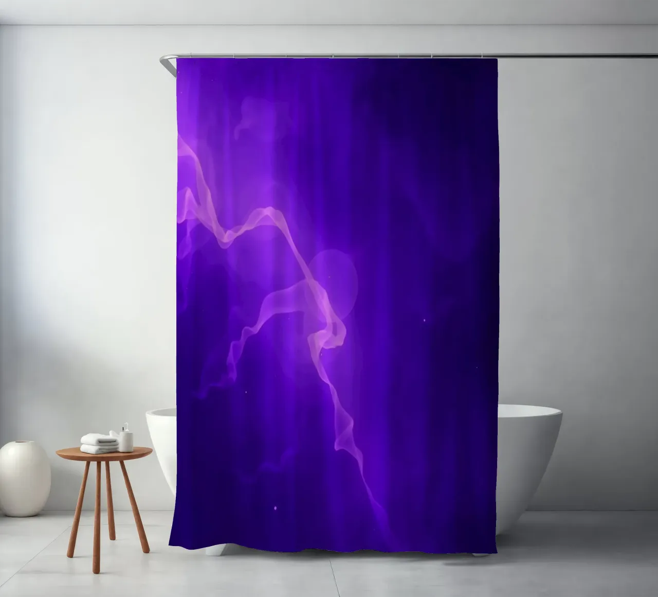 purple abstract background with flowing lines shower curtain by DesignDoodle