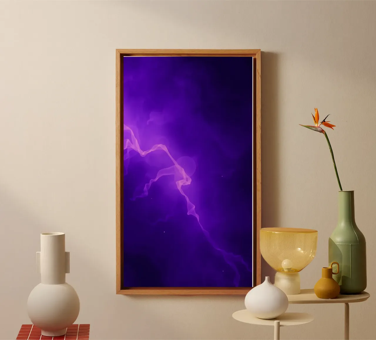 lila abstrakten Hintergrund mit fließenden Linien Leinwand von DesignDoodle