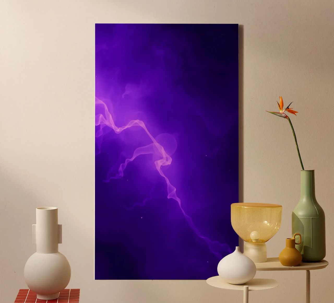 purple abstract background with flowing lines canvas by DesignDoodle