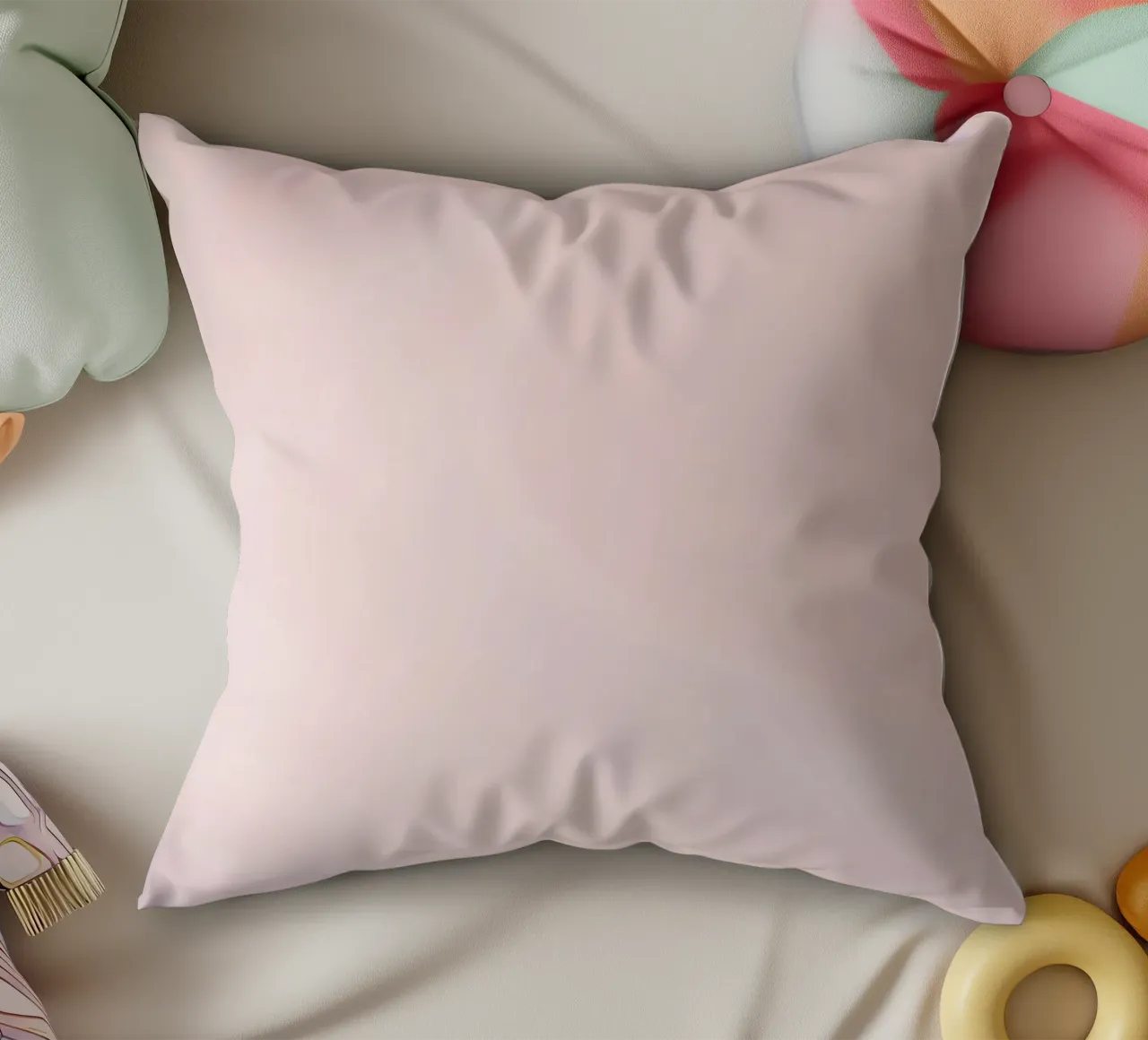 Soft pastel pink with gentle and smooth textures decorative cushion by DesignDoodle