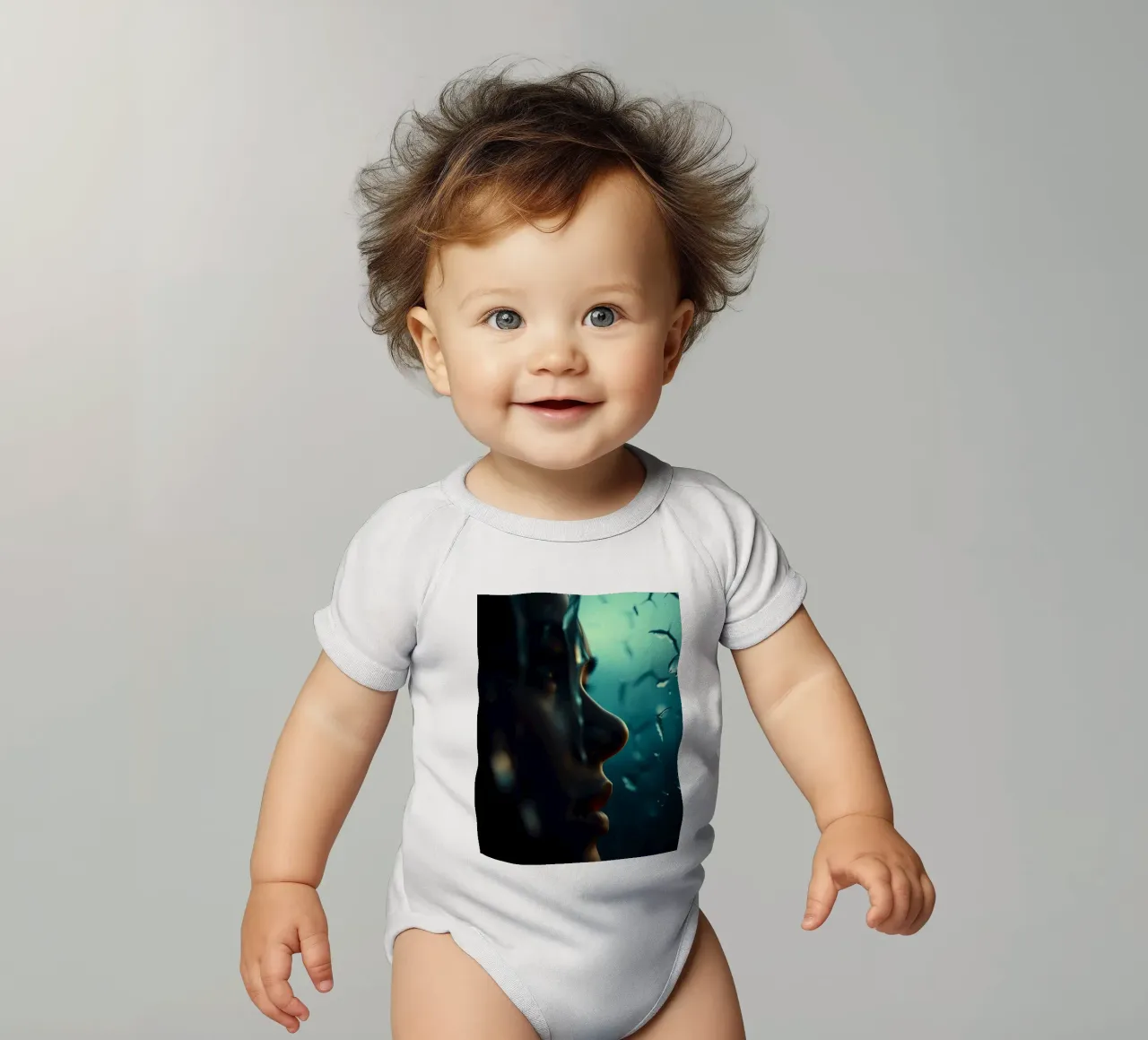 Exploration of inner thoughts conveyed through reflections short-sleeve baby romper by DesignDoodle