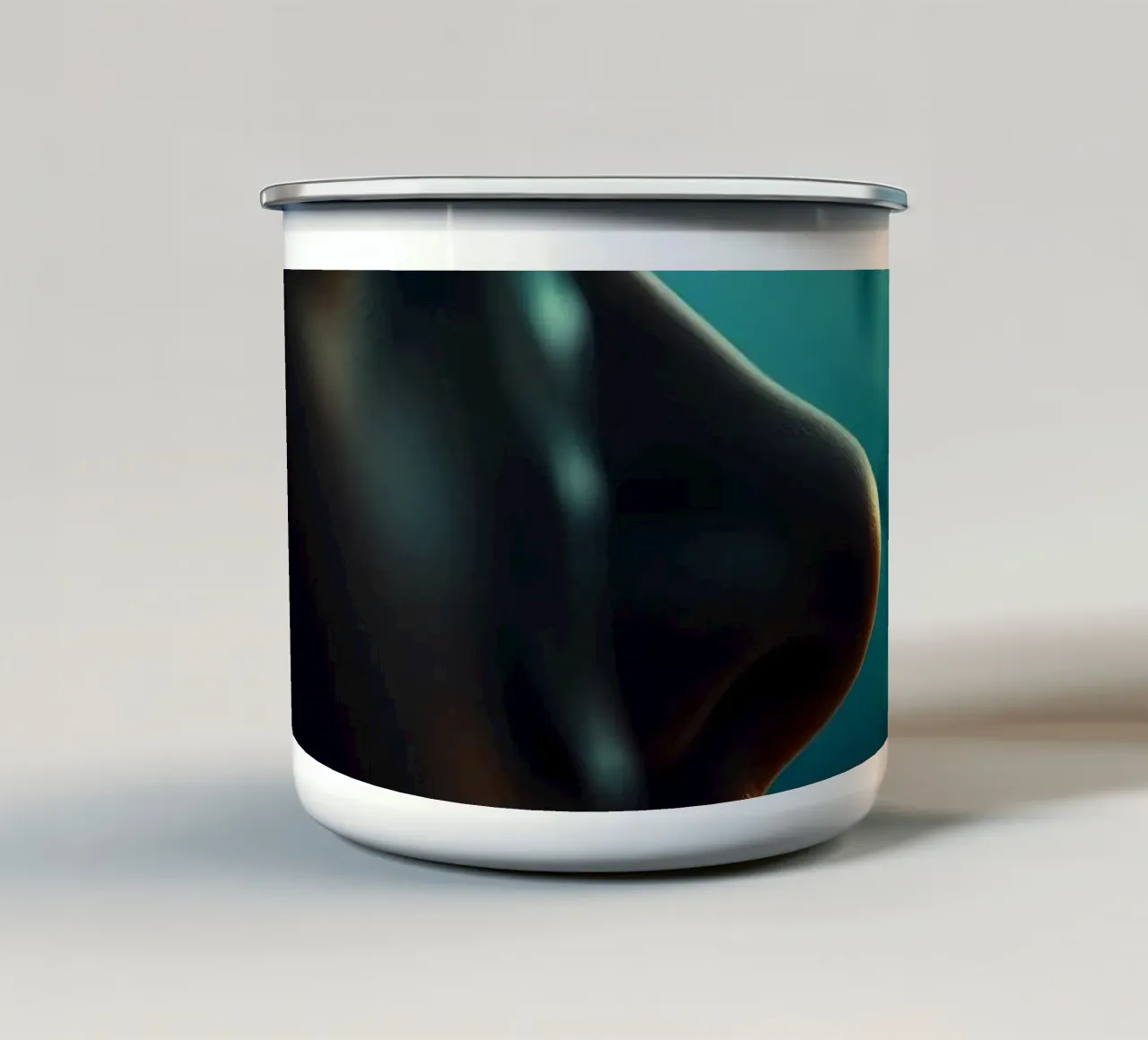 Exploration of inner thoughts conveyed through reflections enamel mug by DesignDoodle