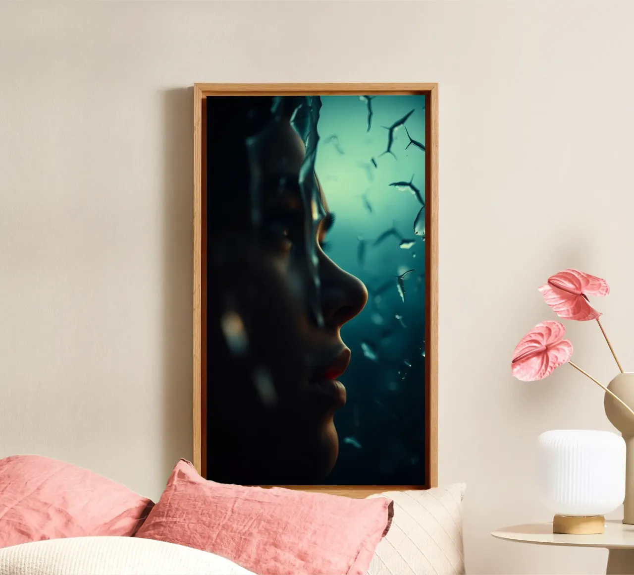 Esplorazione dei pensieri interiori trasmessi attraverso le riflessioni tela con Cornice a cassetta da DesignDoodle