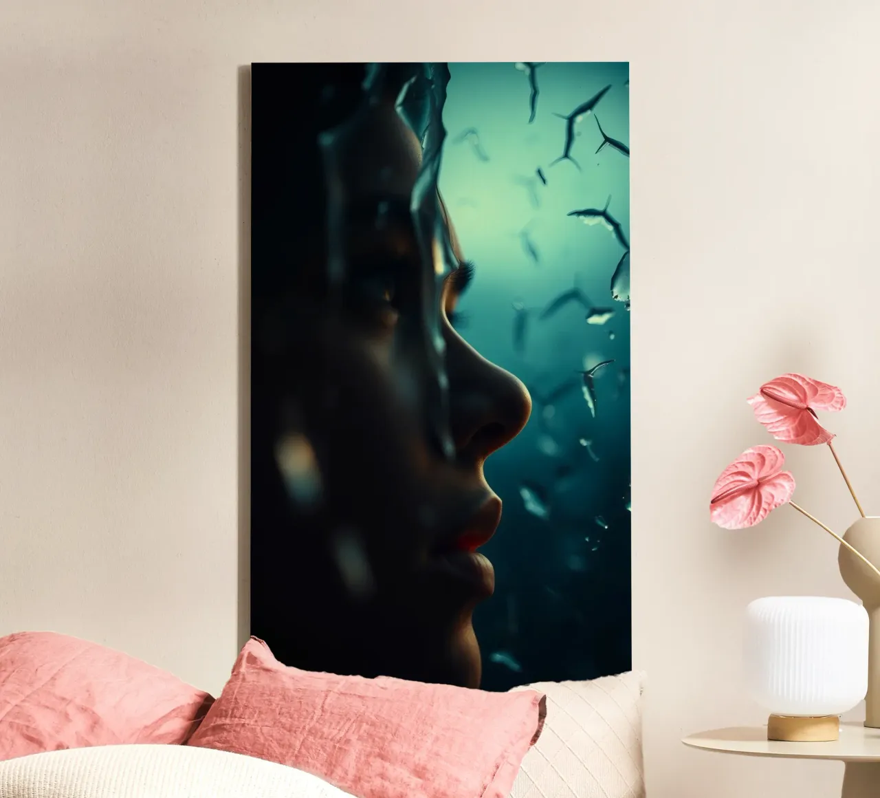 Esplorazione dei pensieri interiori trasmessi attraverso le riflessioni tela con Cornice a cassetta da DesignDoodle