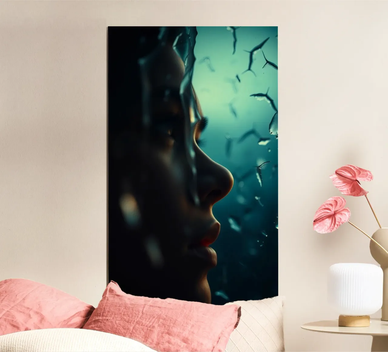 Esplorazione dei pensieri interiori trasmessi attraverso le riflessioni poster con telaio in alluminio da DesignDoodle