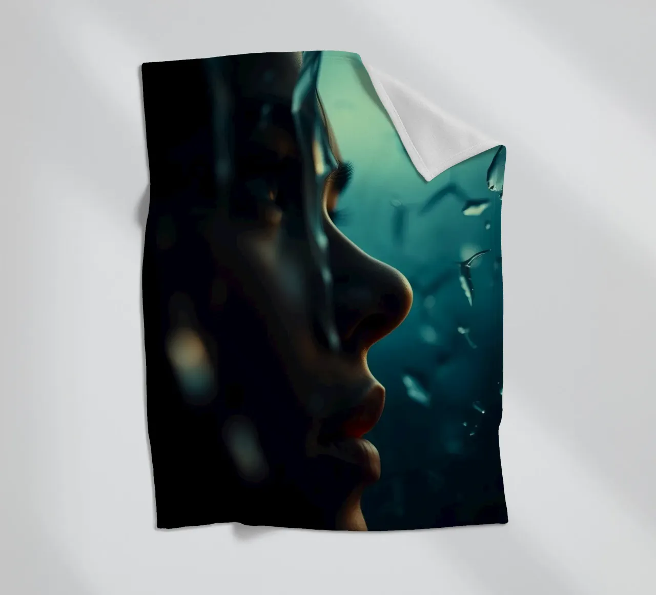 Exploration of inner thoughts conveyed through reflections fleece blanket by DesignDoodle