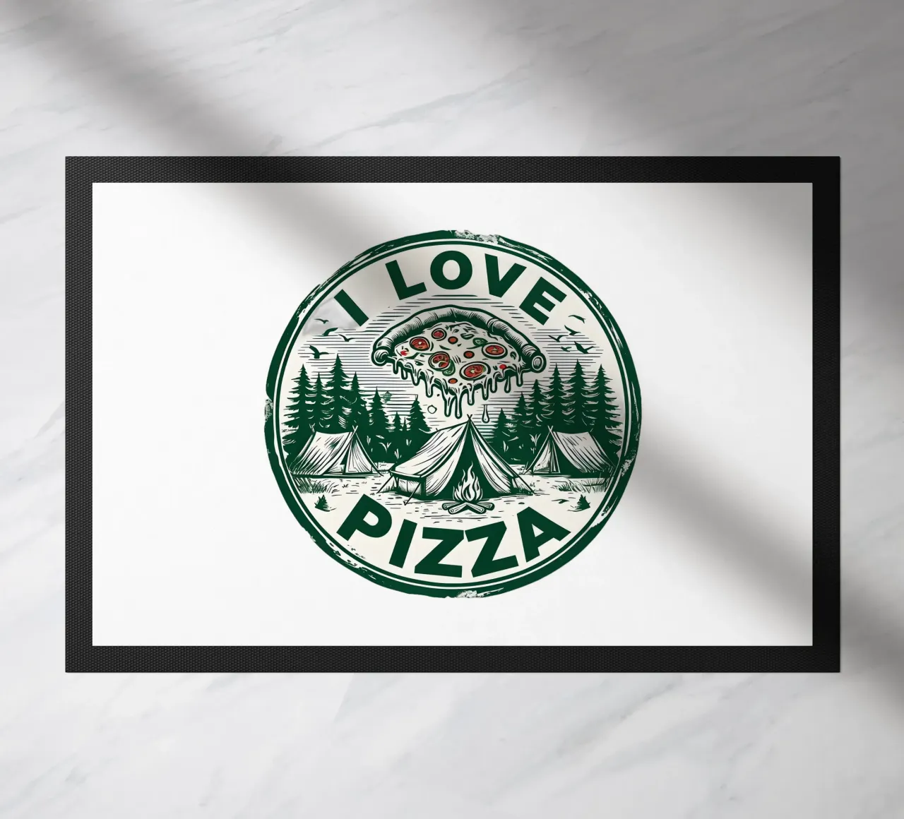 I love Vintage Pizza doormat by RETRO VINTAGE EDITION