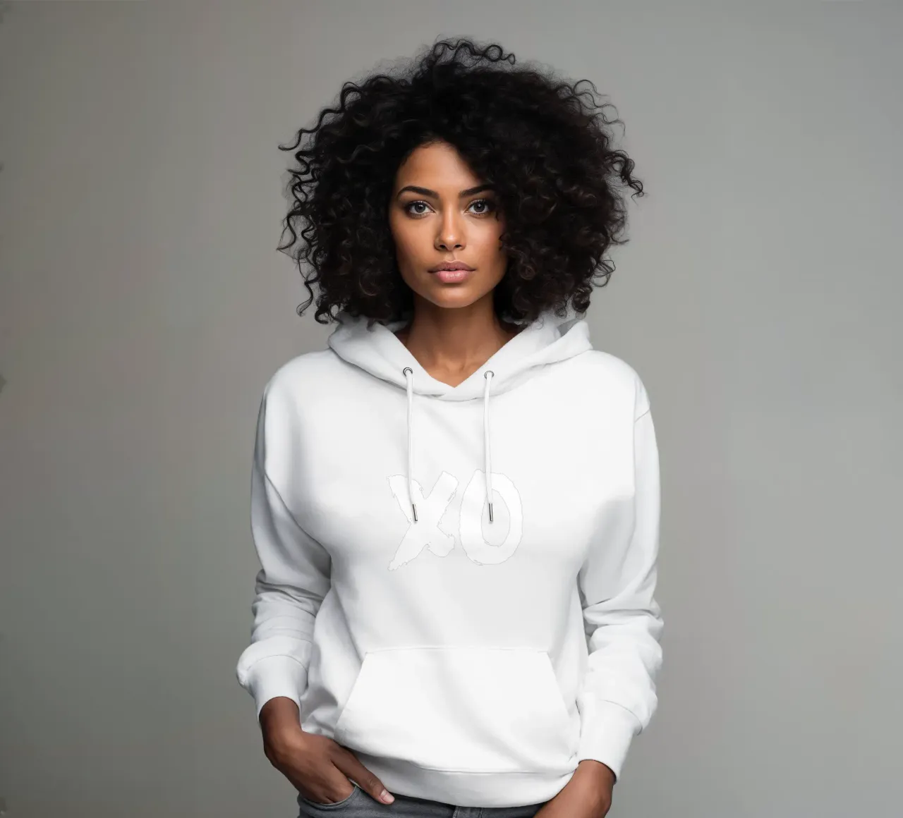 XO Abbracci e baci Design tipografico in bianco e nero felpa con cappuccio da THE MOTIVATED TYPE