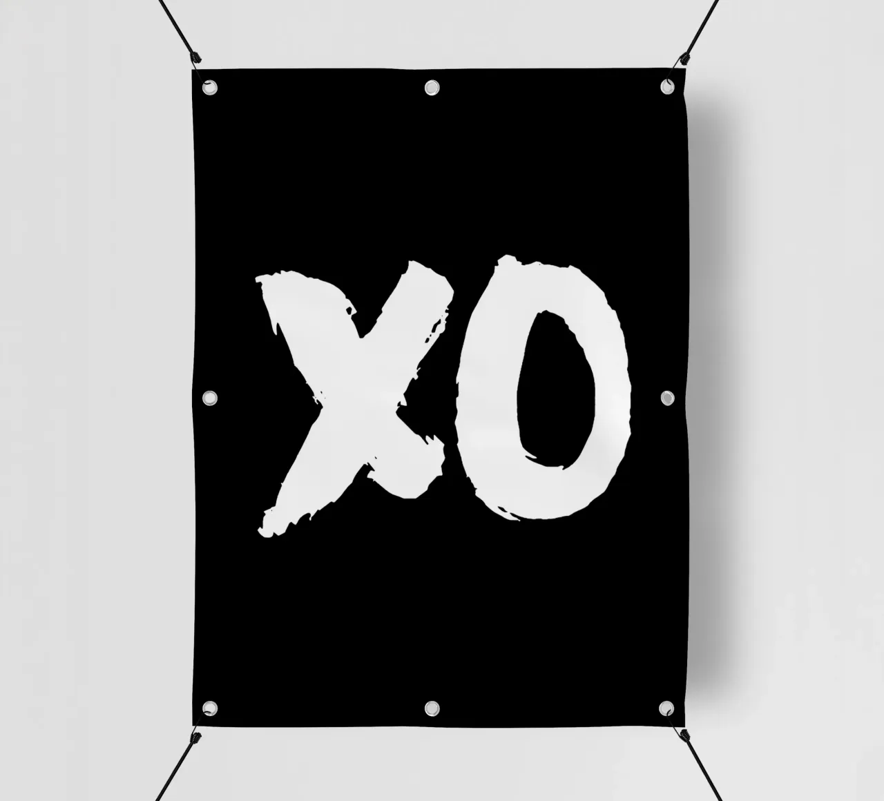 XO Abbracci e baci Design tipografico in bianco e nero telo in pvc da THE MOTIVATED TYPE