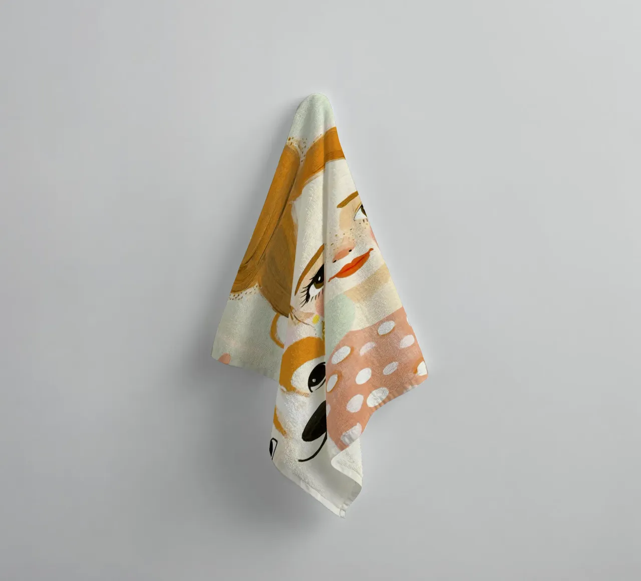 Caprichosa rubia de mediados de siglo con un corgi sonriente toalla de baño de Modern Muse